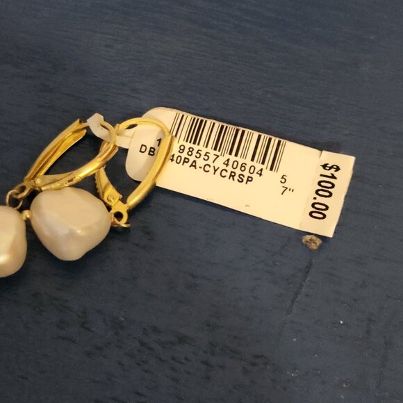 NEW 14k gold plated 925 sterling silver faux pearl drop earrings KHOLS - Picture 6 of 7